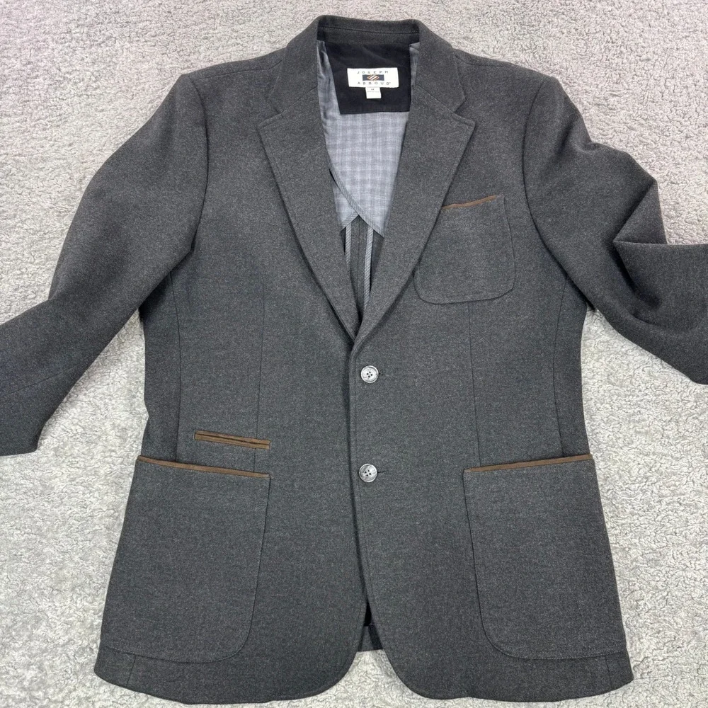 Joseph Abboud Mens Gray Knit Blazer Sport Coat Elbow Patches Size M